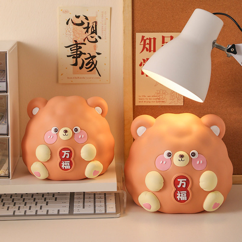 蛇年新款团团熊搪胶存钱罐儿童可进可出大容量储蓄罐桌面创意摆件,家居饰品,桌面摆件,淘宝优惠券,粉丝福利购,淘宝优惠卷