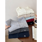 日韩系复古麻花辫软糯毛针织开衫 女春秋字母刺绣休闲百搭外套上衣