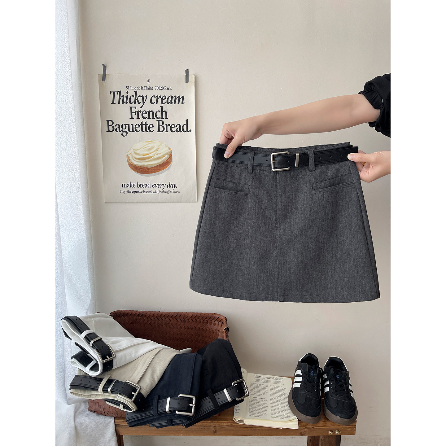 美式复古百搭洗水牛仔短裙女春夏洋气韩国chic包臀西装A字半身裙