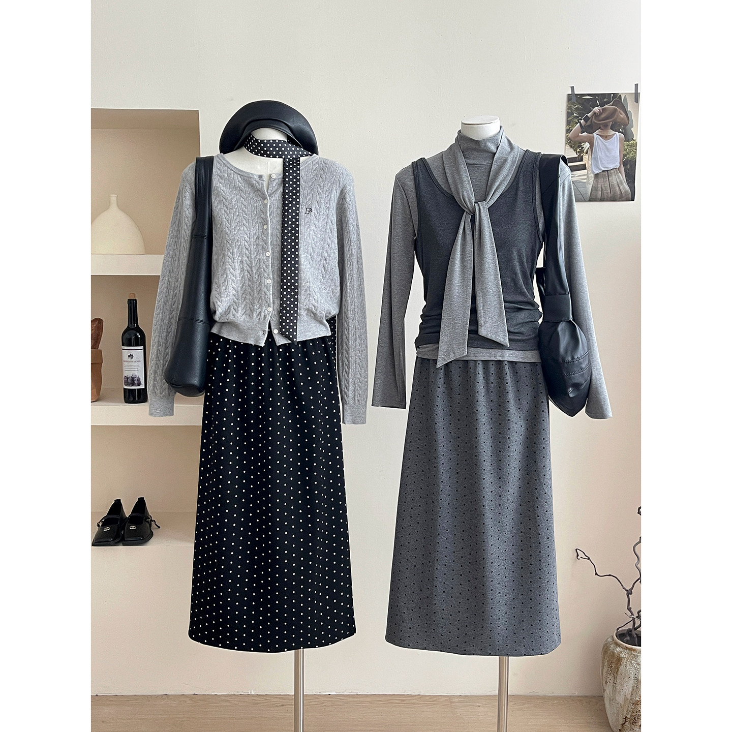 复古miu系磨毛呢料羊绒半身裙子