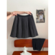 miu韩系复古羊绒毛呢料百褶短中裙女秋冬百搭遮胯a字大摆半身裙子