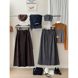 法式复古老钱风羊绒毛呢料山本阔腿裤女秋百搭松弛感慵懒休闲裤子