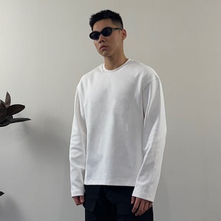 T恤男 休闲纯色基础短宽打底长袖 Roast Lucky加厚精梳棉双面长袖
