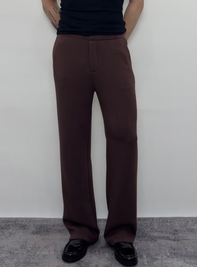 Roast lucky 混纺棉酒红色软糯直筒卫裤男款健身休闲百搭基础长裤