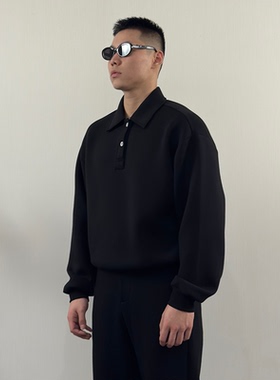 Roast Lucky 新款polo翻领纽扣太空棉顺滑亲肤短宽基础卫衣男百搭