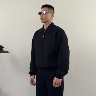 Roast Lucky 新款polo翻领纽扣太空棉顺滑亲肤短宽基础卫衣男百搭