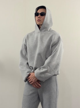 Roast Lucky 新款太空棉男款休闲短宽廓形连帽衫百搭顺滑亲肤卫衣