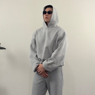 Roast Lucky 新款太空棉男款休闲短宽廓形连帽衫百搭顺滑亲肤卫衣