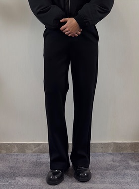 Roast Lucky 黑色休闲垂感西裤百搭男款宽松直筒长裤软糯百搭微喇