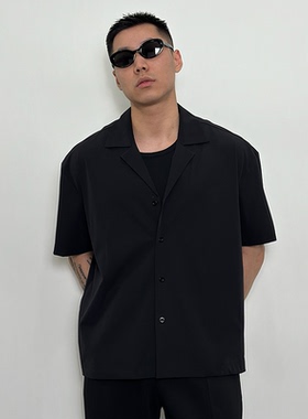 Roast lucky春夏薄款尼龙肌理时尚短袖衬衫百搭宽松休闲半袖外套