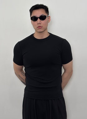 Roast lucky高弹莫代尔砂洗棉基础修身短袖男凉感紧身训练健身t恤