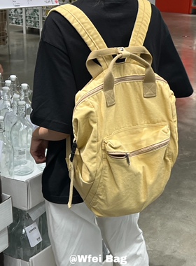 Wfei书包女日系ins学生小众原宿风双肩包帆布复古休闲旅游背包男