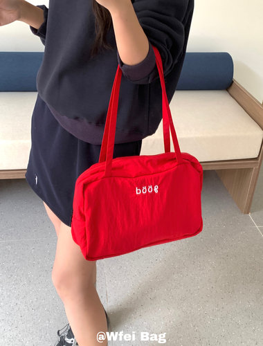 红色单肩包尼龙包健身小众大容量