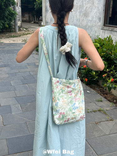 原创自制斜挎包大容量棉布袋