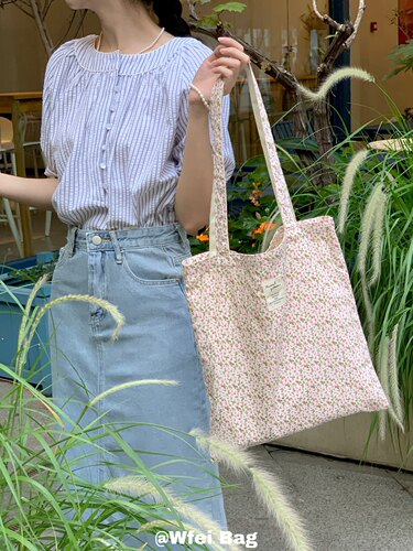 大容量棉布袋单肩包碎花包少女大