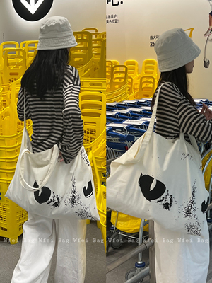 超大容量帆布包单肩斜挎两用包