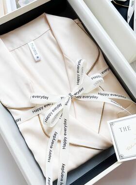 高级情侣睡衣简约纯色长袖男女朋友送闺蜜生日礼物家居服礼盒装