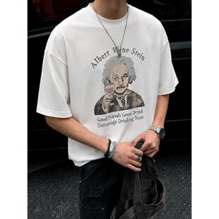260g索罗娜凉感夏季男装短袖T恤爱因斯坦美式复古休闲街头半袖
