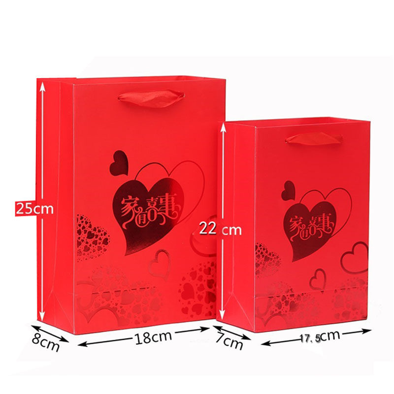 包装婚庆礼品纸袋结婚喜糖婚礼回礼袋新款手提袋喜糖盒子袋子竖款