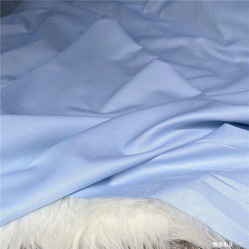 超美春款马卡龙蓝色精纺羊毛西装纯色抗皱旗袍裤子连衣裙服装布料