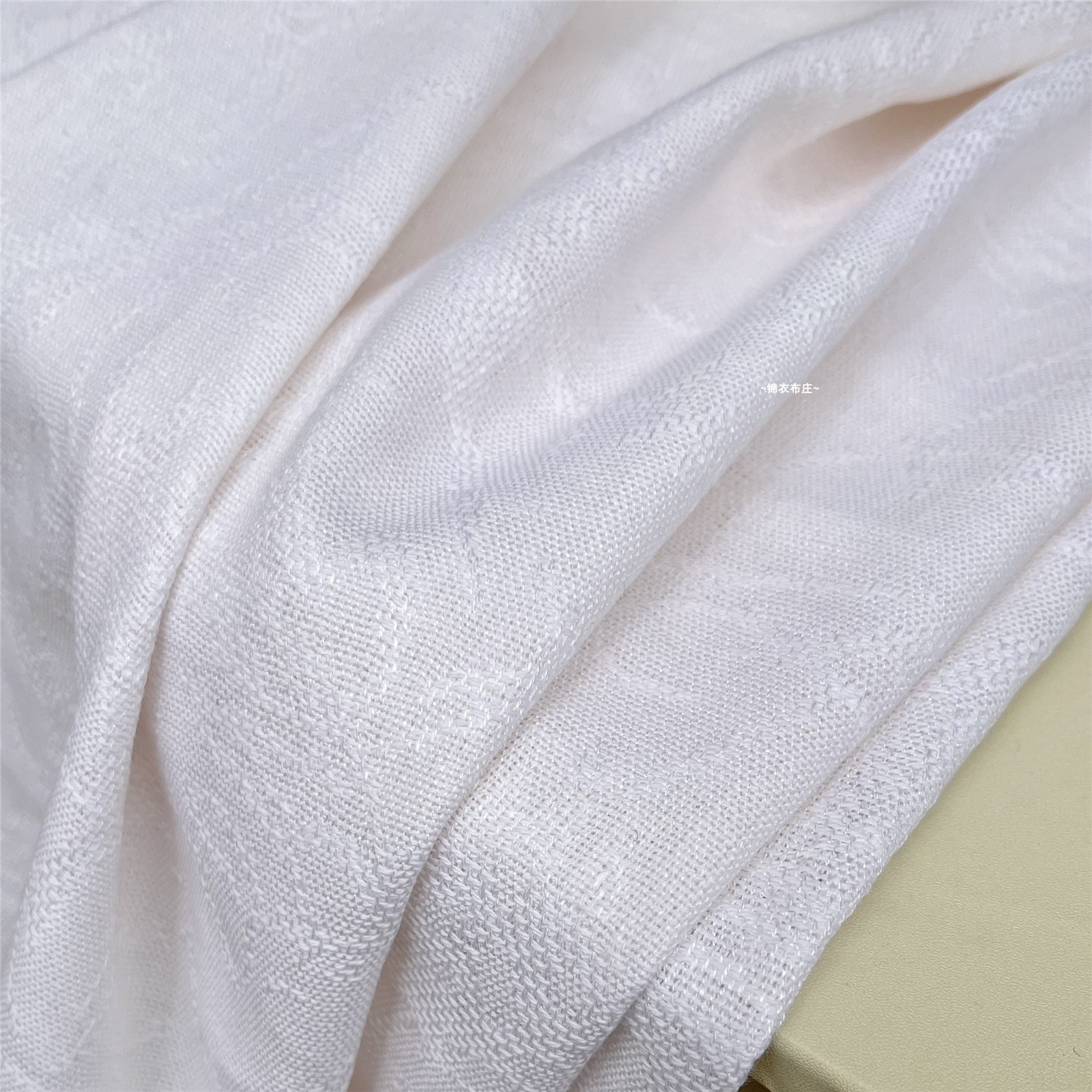 春夏款透气本白色提花亚麻衬衫连衣裙汉服袍子棉麻时装设计师布料