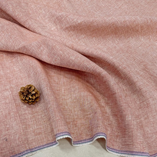 爱尔兰进口复古砖红色色织亚麻裤子布料衬衫连衣裙汉服手工包面料