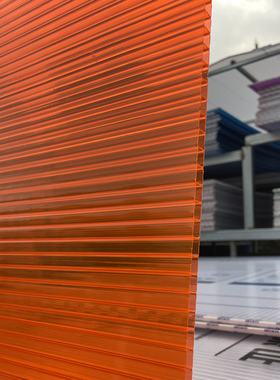 橘色桔色橙色阳光板pc中空板6mm8mm10mm双层结构室内装饰车棚雨棚