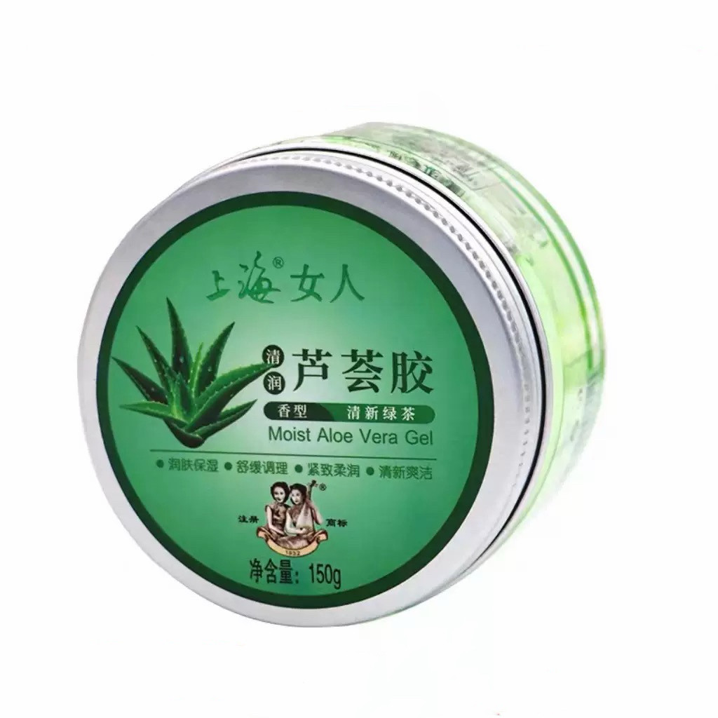上海女人清润芦荟胶150g清新绿茶润肤保湿男女面部芦荟凝胶老国货