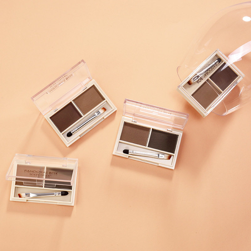 美茜儿 双色眉粉5.9g 自然持久男女学生 深棕黑色彩妆眉笔 初学者