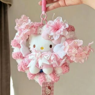 正版hellokitty春日限定花漾花环梦境粉色可爱凯蒂猫玩偶包包挂件