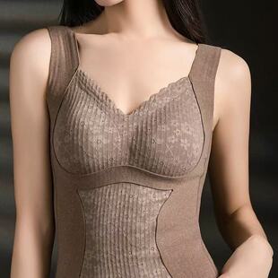 668保暖无痕女士保暖内衣双面磨绒速暖自发热胸垫舒适自带打底