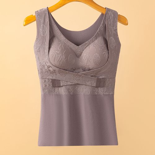 保暖背心打底内穿带胸女士中式提花托胸垫秋冬季防寒内衣9905保暖