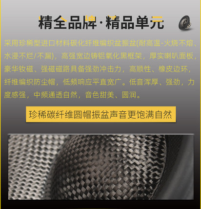 精全发烧8寸D端双磁碳纤维编织盆中低音喇叭扬声器单元 T8-225