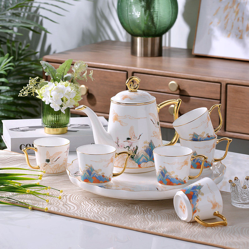 大展宏图 中式国风高档整套陶瓷景德镇家用旋转盘骨瓷茶具套装,餐饮具,茶杯,淘宝优惠券,粉丝福利购,淘宝优惠卷