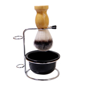 剃须刷刮胡子打泡沫刷子不锈钢皂碗男士 修面刮脸手动剃须胡刷架