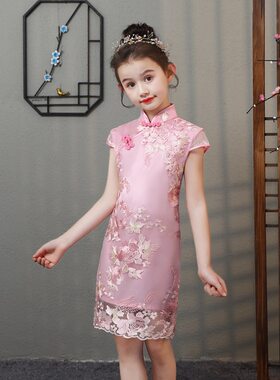 女童蕾丝旗袍 民族风童装旗袍连衣裙2026款唐装洋气表演服