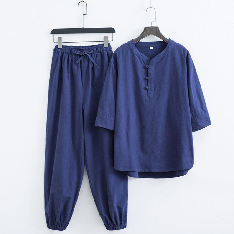 居士服男中式佛系禅意素衣休闲百搭套装道服拜佛衣服禅服女款唐装