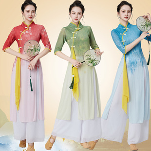 纱衣飘袍中国民族风古典舞扇子演出舞蹈服2411 套装 广场舞服装 新款