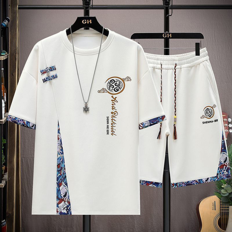 新中式中国风短袖夏季一整套休闲运动套装男生搭配两件套短裤一套,男装,休闲运动套装,淘宝优惠券,粉丝福利购,淘宝优惠卷