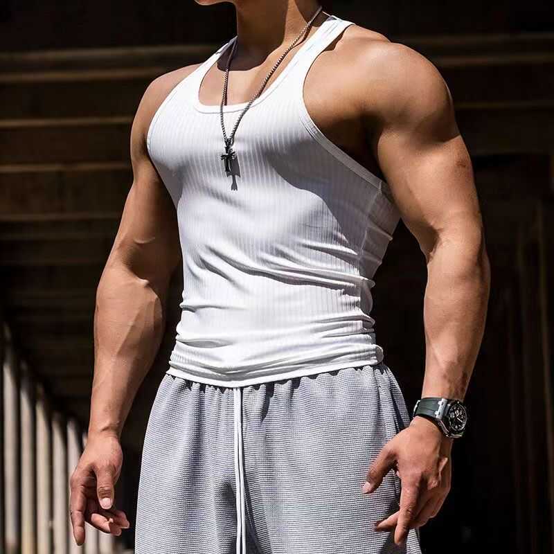 纯色健身背心男士修身速干工字简约百搭撸铁衣服跑步训练无袖t恤