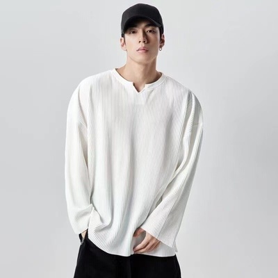 长袖V领男士健身训练衣服