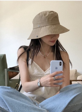 帽子女春夏渔夫帽韩国东大门代购新款简约时尚百搭速干面料盆帽潮