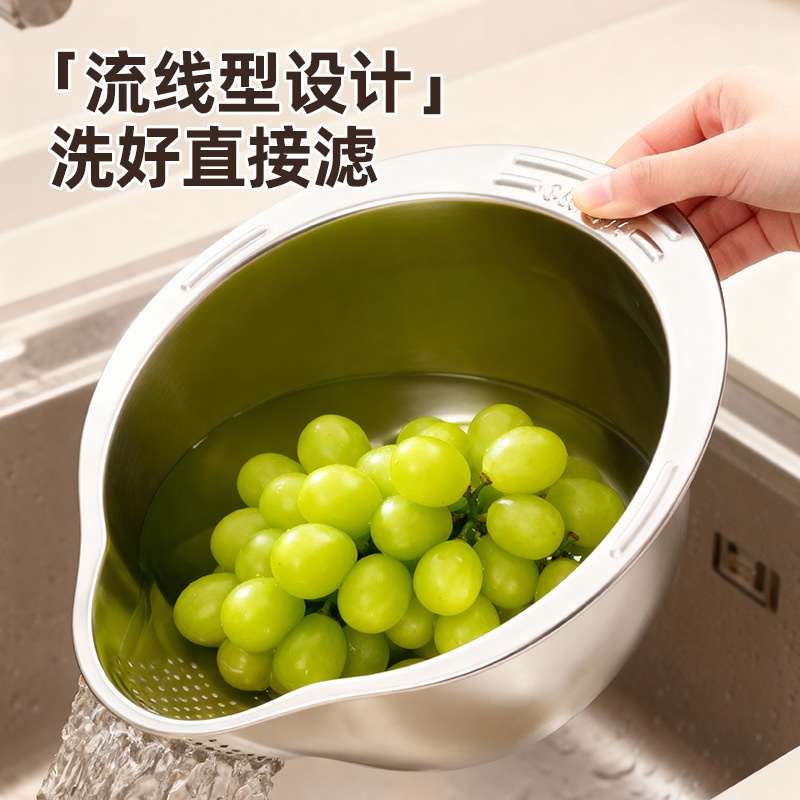 洗菜盆沥水篮新款不锈钢滤水篮洗水果洗菜篮子淘米厨房沥水盆