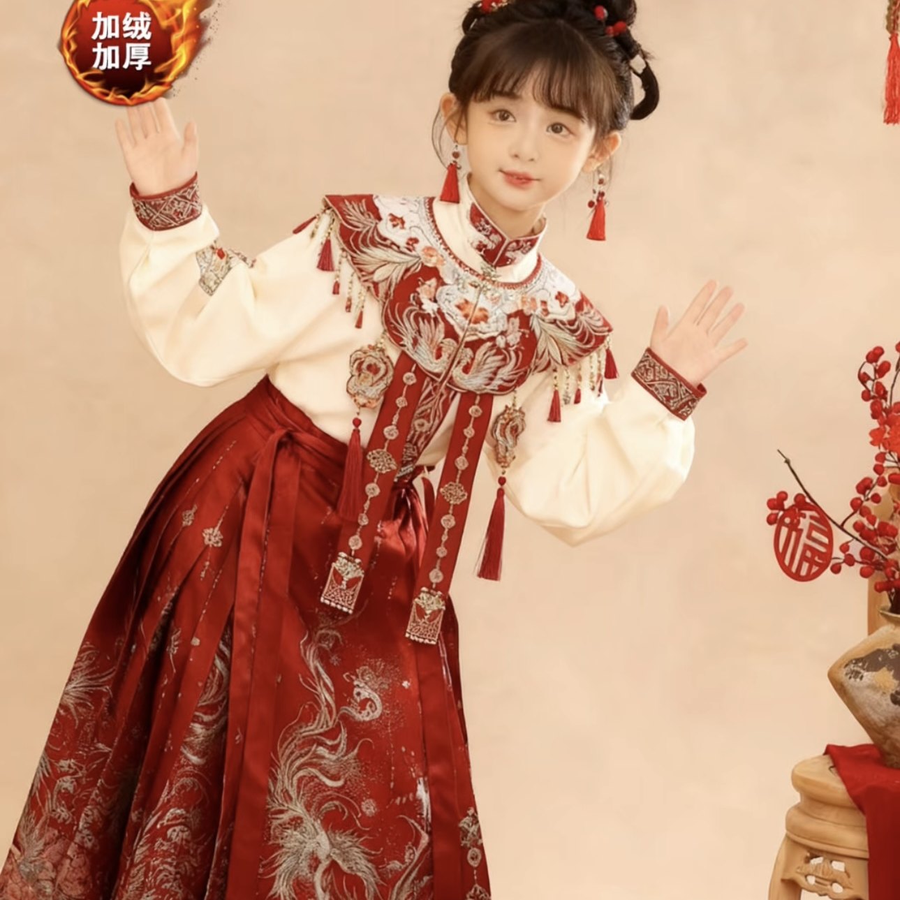 新款汉服亲子马面裙拜年服演出服