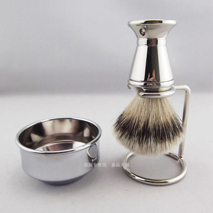 金属柄 Shaving Brush胡刷套装 礼盒 打润滑泡沫皂碗 特路獾毛刷