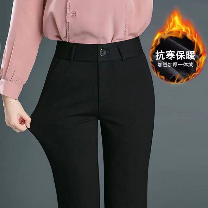 加绒加厚直筒裤女秋冬2023厚款女