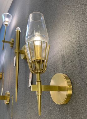 Dili365 后现代全铜玻璃壁灯 客厅卧室走道背景墙床头灯具 样板房