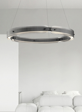 厂家直销客厅吊灯意式极简现代北欧高端黑色设计感餐厅长吊灯圆环