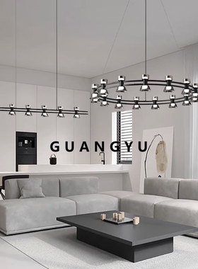 工厂后现代极简北欧轻奢全铜客厅吊灯简约设计师主卧室圆形黑色餐