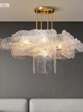 中山工厂直销后现代客厅餐厅吊灯轻奢餐桌创意设计师全铜水纹玻璃